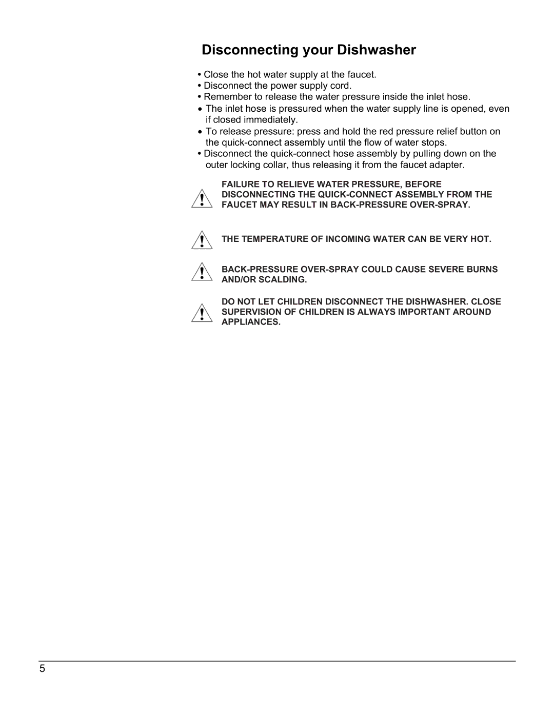 EdgeStar DWP60ES owner manual Disconnecting your Dishwasher 