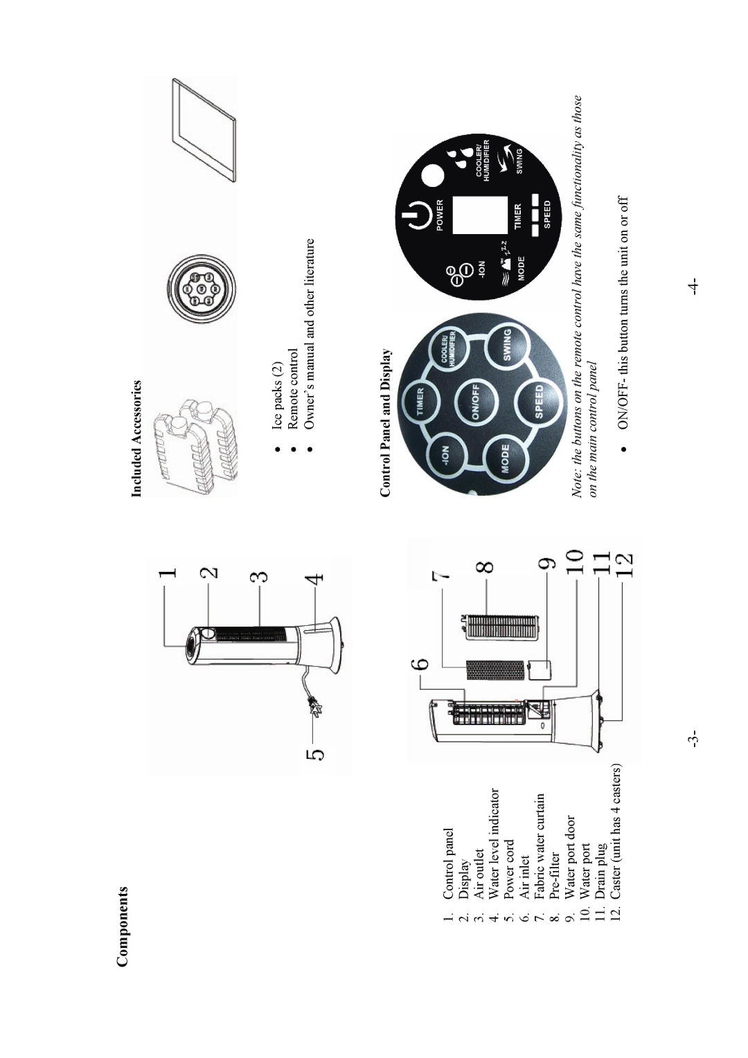 EdgeStar EAC210TS owner manual Components, Included Accessories, Control Panel and Display 