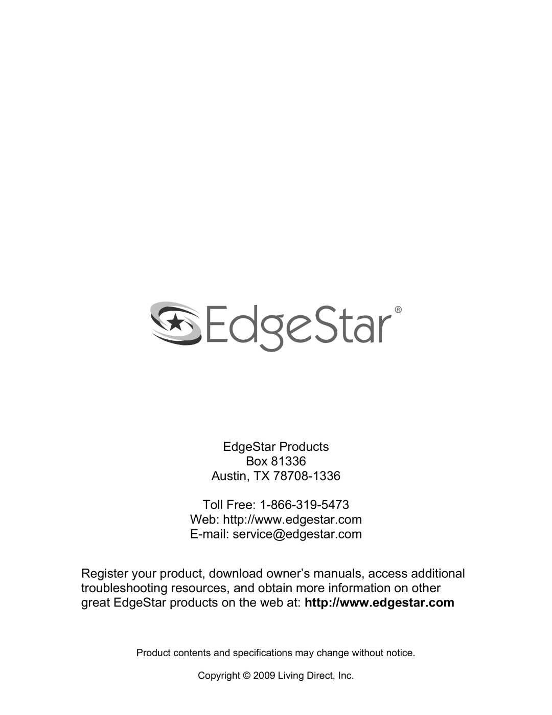 EdgeStar EAC211TS manual 