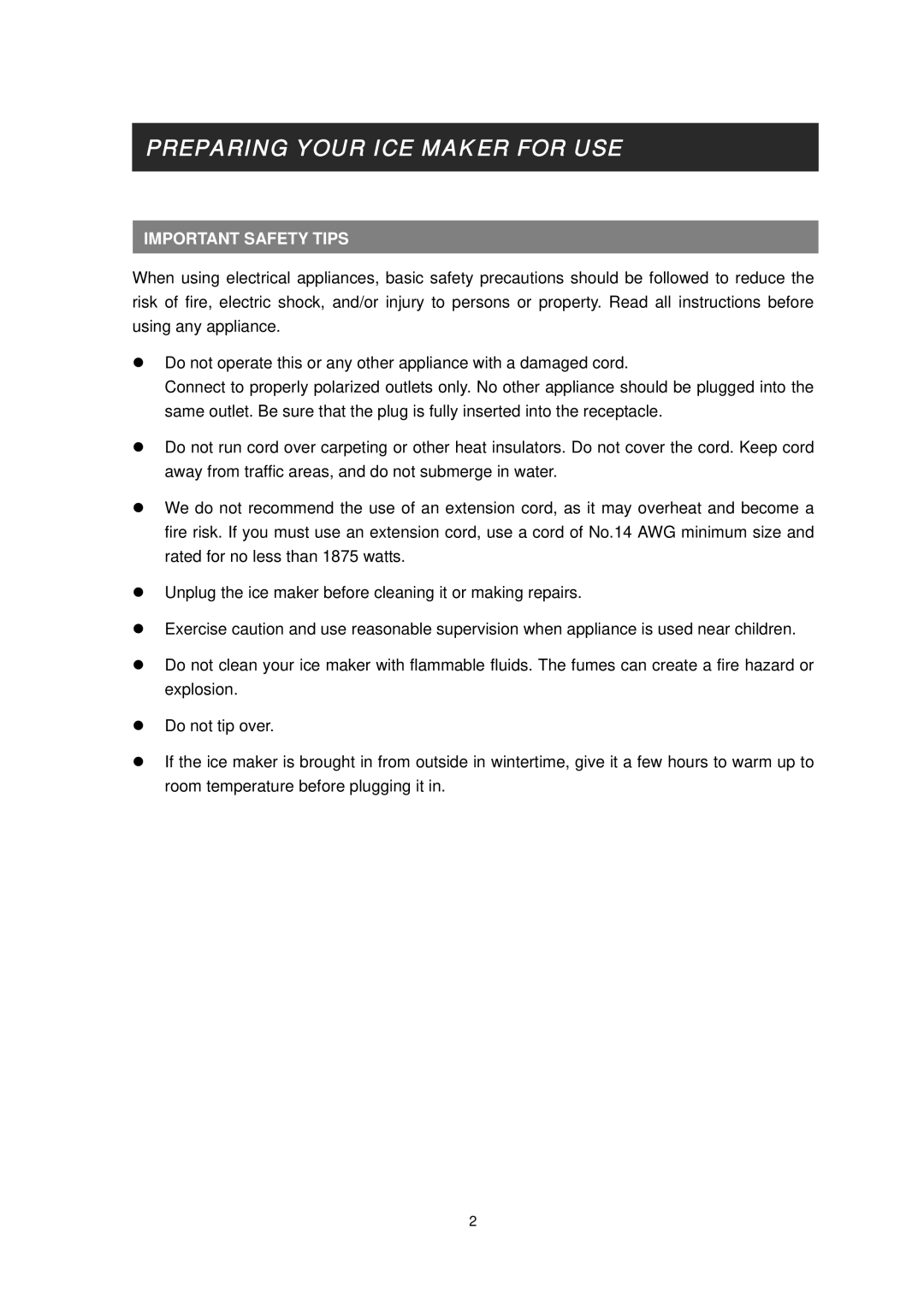 EdgeStar HZB- 12 important safety instructions Preparing Your ICE Maker for USE, Important Safety Tips 