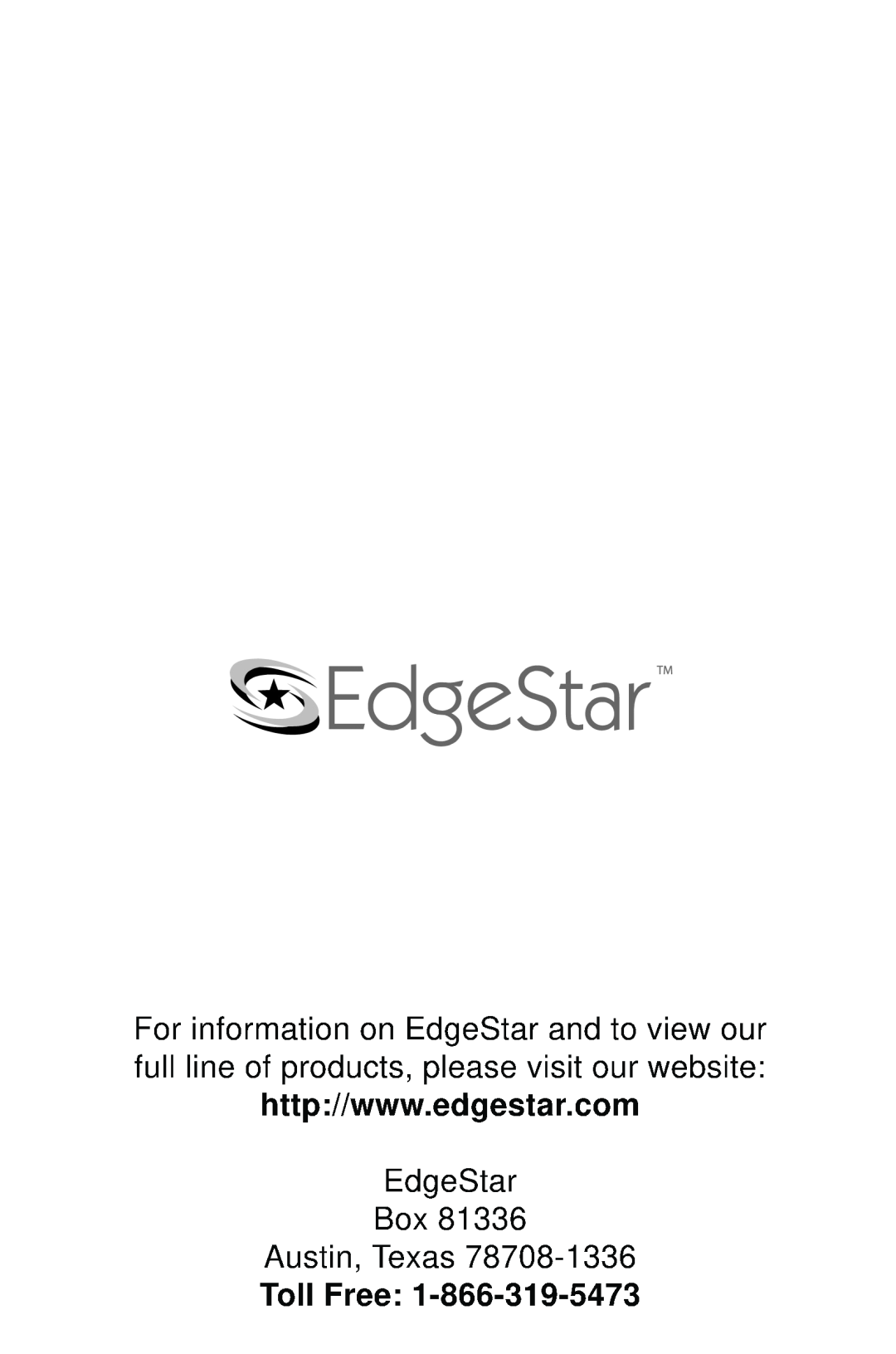 EdgeStar IP200 owner manual 