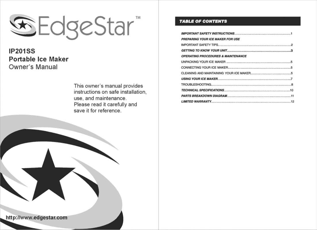 EdgeStar IP201SS manual 