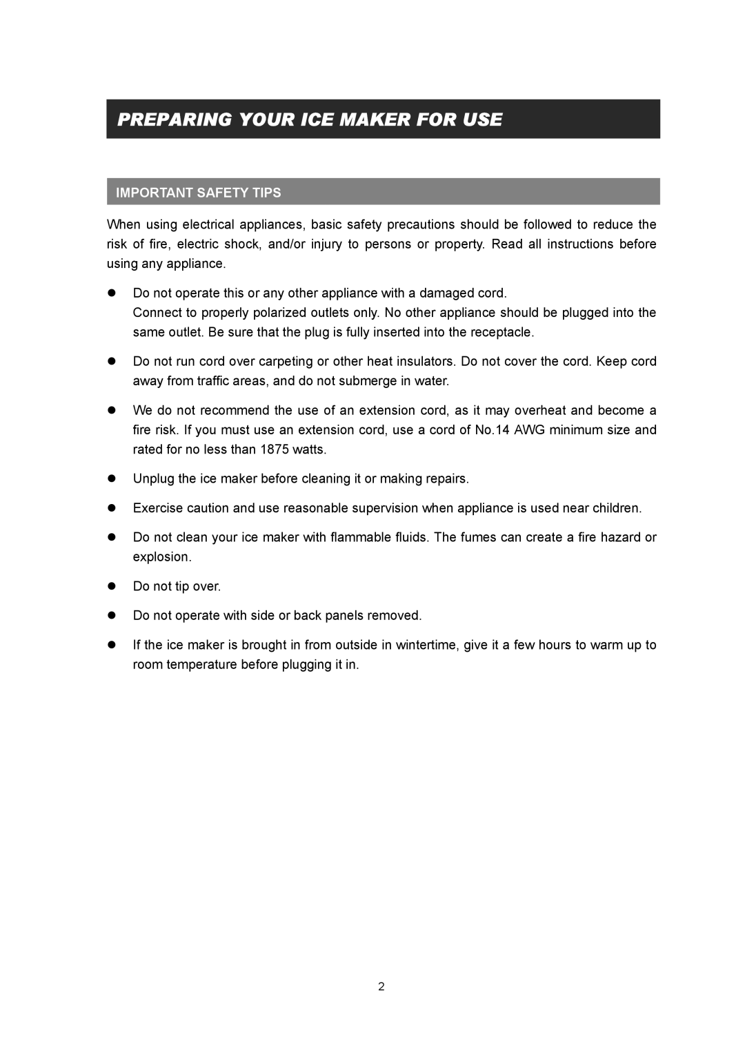 EdgeStar IP300P manual Preparing Your ICE Maker for USE, Important Safety Tips 