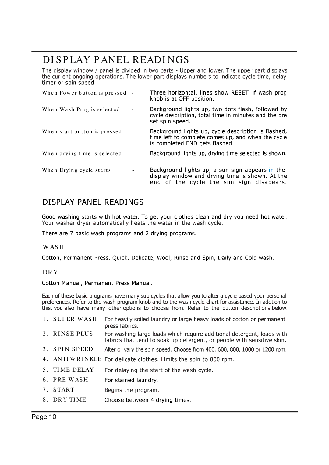 EdgeStar Model CW 2200 installation instructions Wash, Dry 