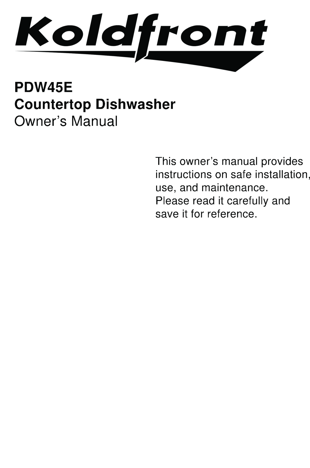 EdgeStar PDW45E owner manual 