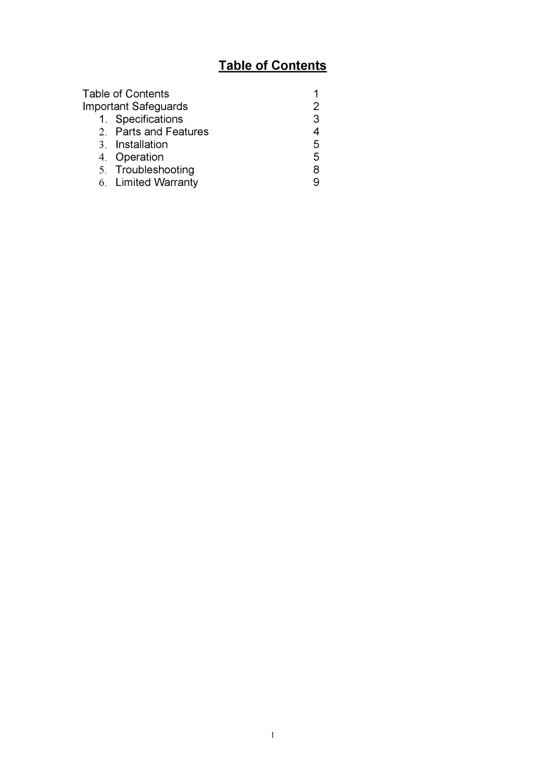 EdgeStar TWR120, TWR280, TWR281, TWR481, TWR180 manual Table of Contents 