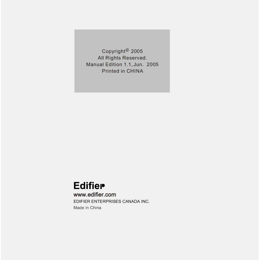 Edifier Enterprises Canada M1500 user manual Copyright All Rights Reserved Manual Edition 1.1, Jun 