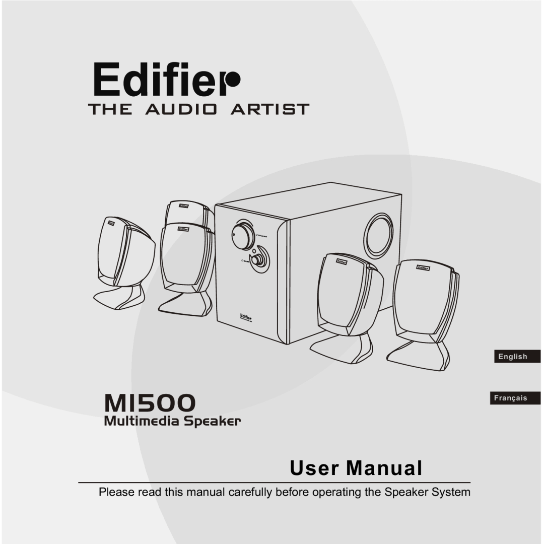 Edifier Enterprises Canada M1500 user manual Multimedia Speaker, English Français, Volume Bass Digital A Udio Art 