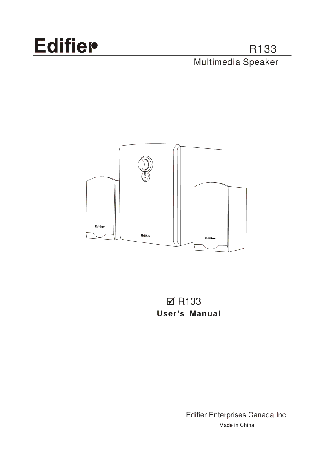 Edifier Enterprises Canada R133 user manual 