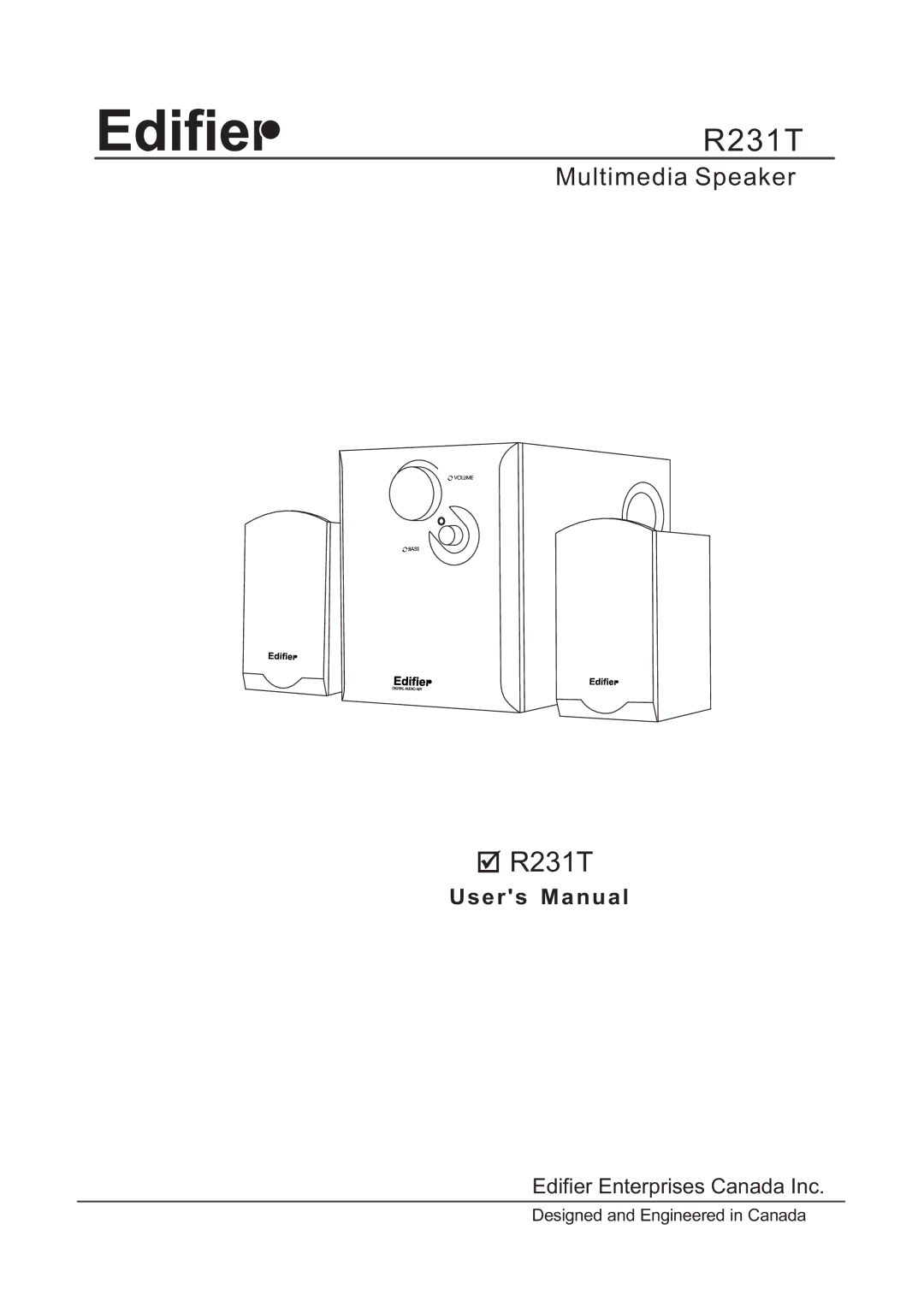 Edifier Enterprises Canada R231T user manual 