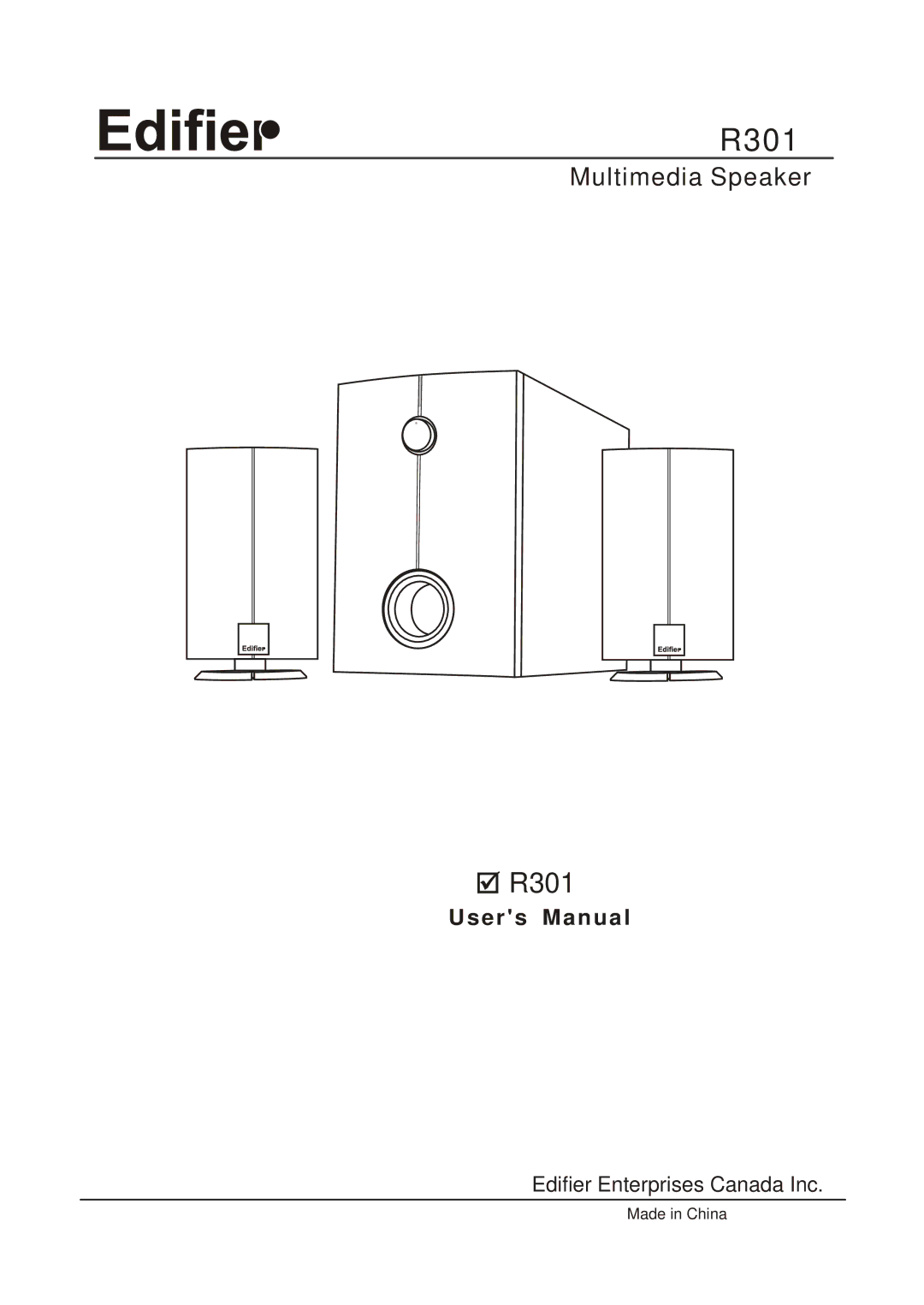 Edifier Enterprises Canada R301 user manual 