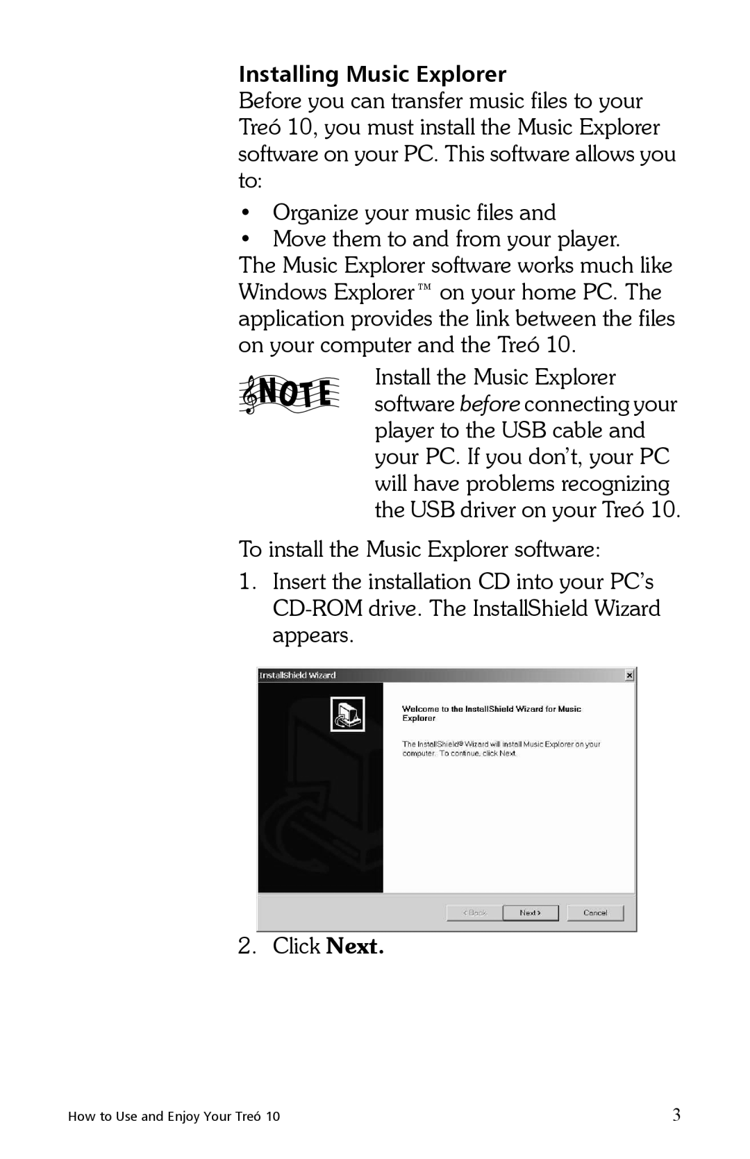 E.Digital 10 manual Installing Music Explorer 