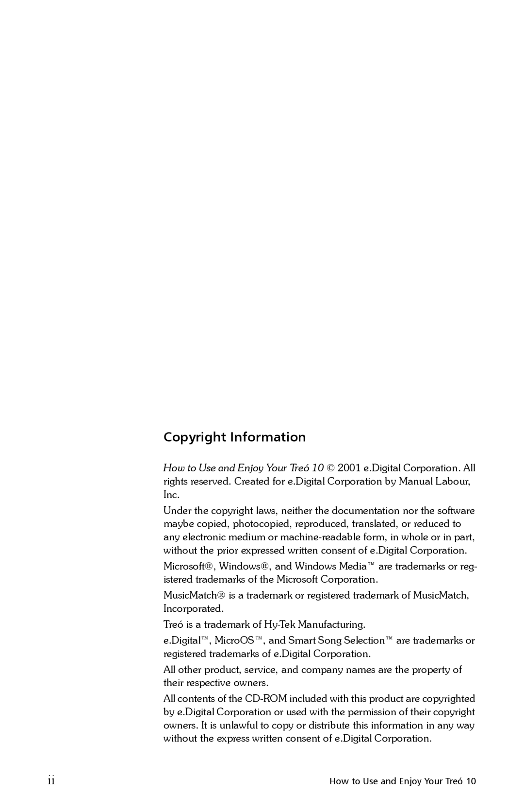 E.Digital 10 manual Copyright Information 