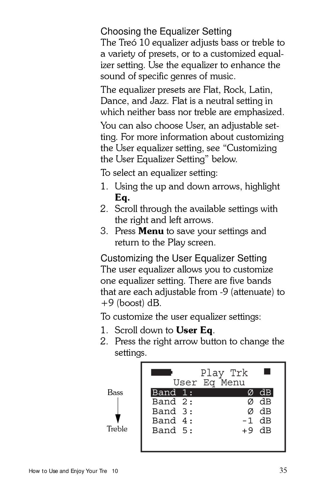 E.Digital 10 manual Choosing the Equalizer Setting 