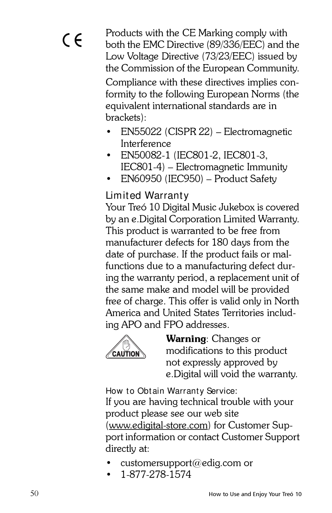 E.Digital 10 manual Limited Warranty 