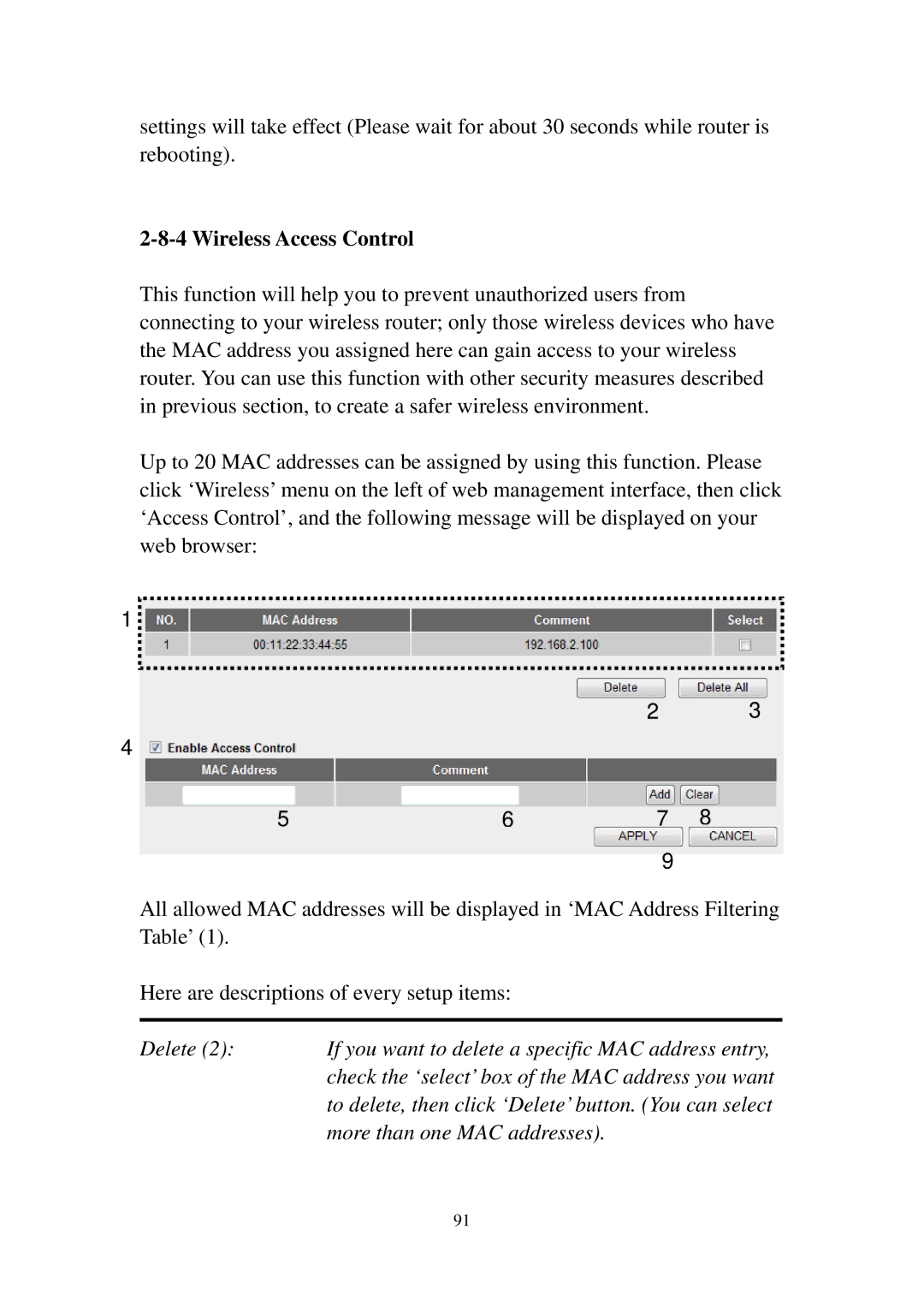 Edimax Technology 3G-6210n manual Wireless Access Control 