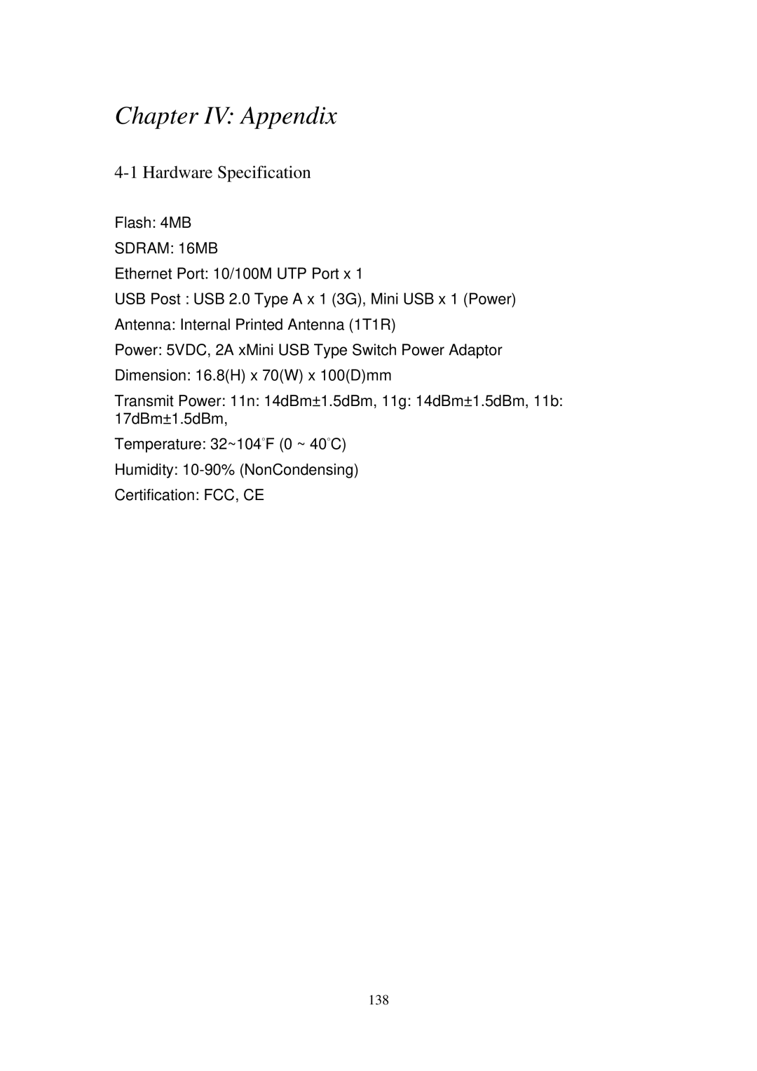 Edimax Technology 3G-6210n manual Chapter IV Appendix 