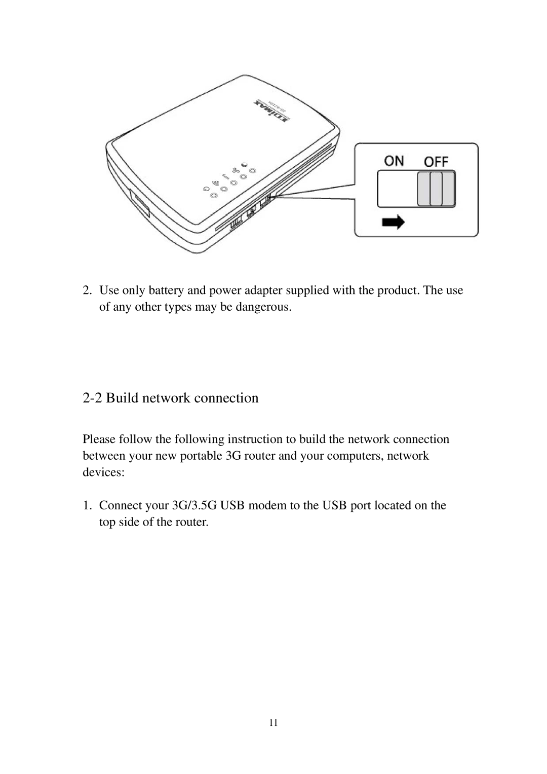 Edimax Technology 3G-6210n manual Build network connection 