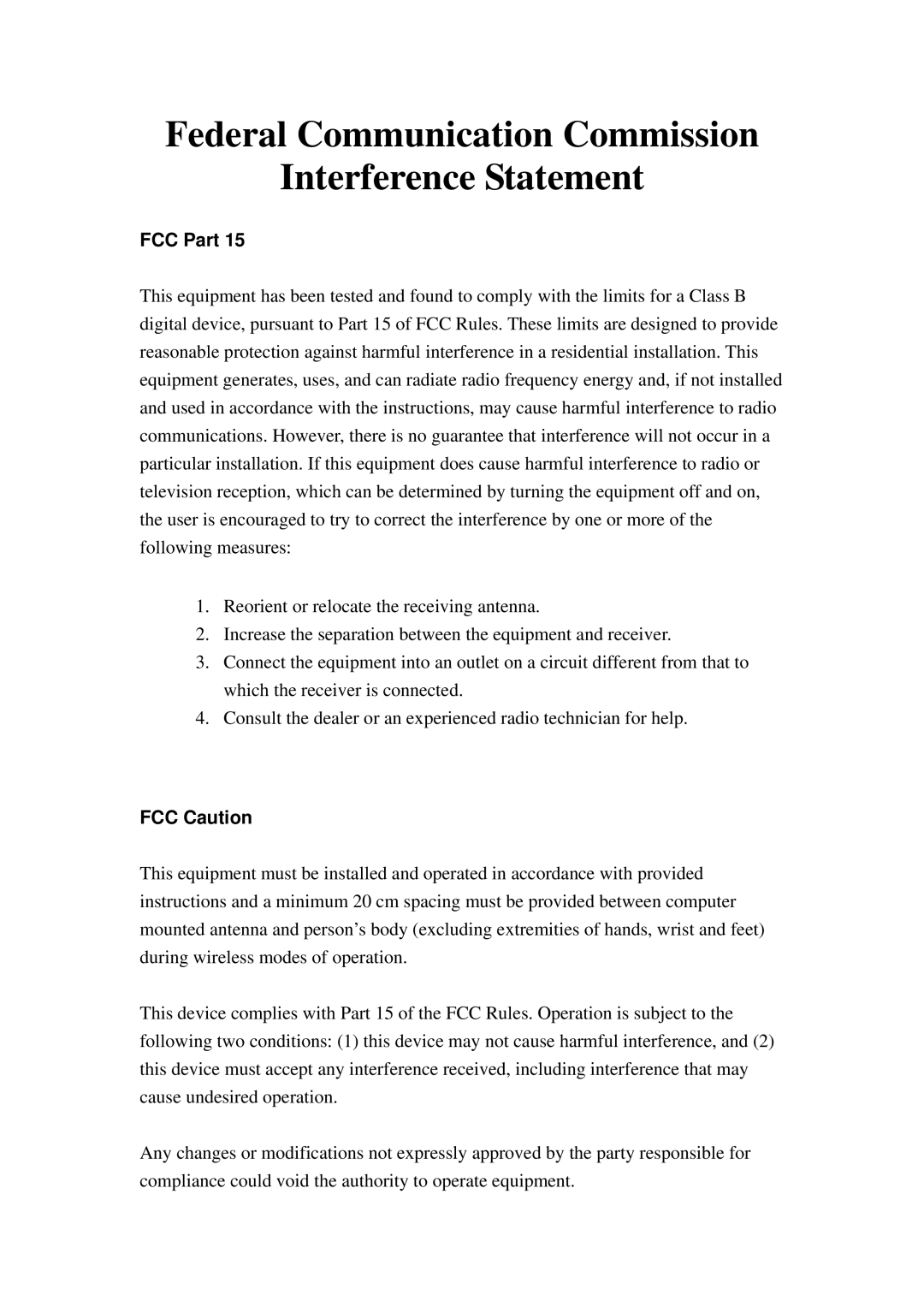 Edimax Technology 3G-6210n manual Federal Communication Commission Interference Statement 