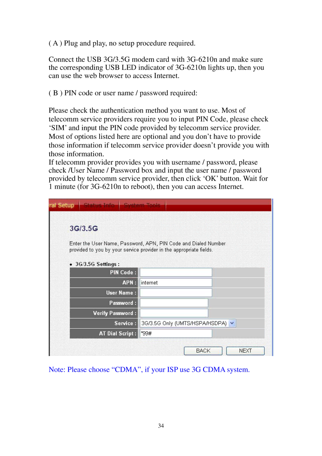 Edimax Technology 3G-6210n manual 