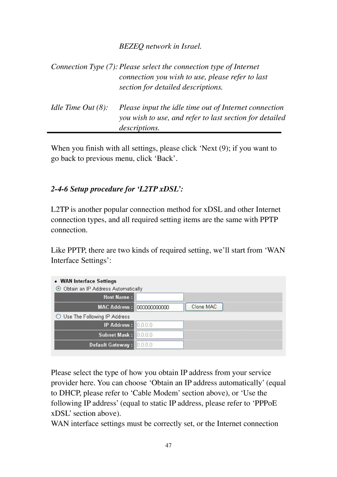 Edimax Technology 3G-6210n manual Setup procedure for ‘L2TP xDSL’ 