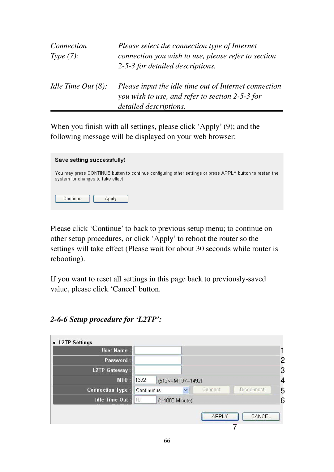 Edimax Technology 3G-6210n manual Detailed descriptions, Setup procedure for ‘L2TP’ 