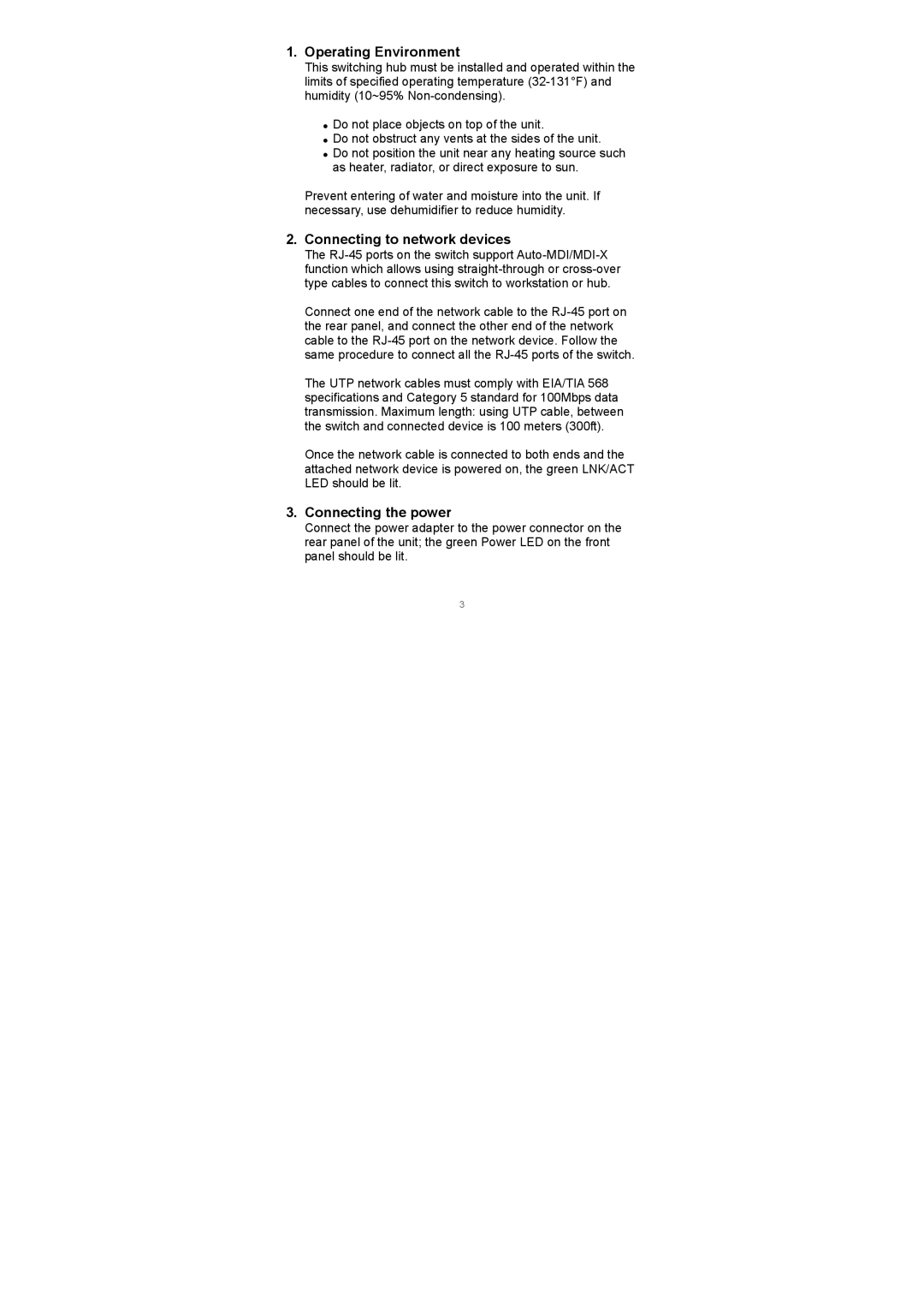 Edimax Technology 5/8 Ports Desktop manual Operating Environment, Connecting to network devices, Connecting the power 