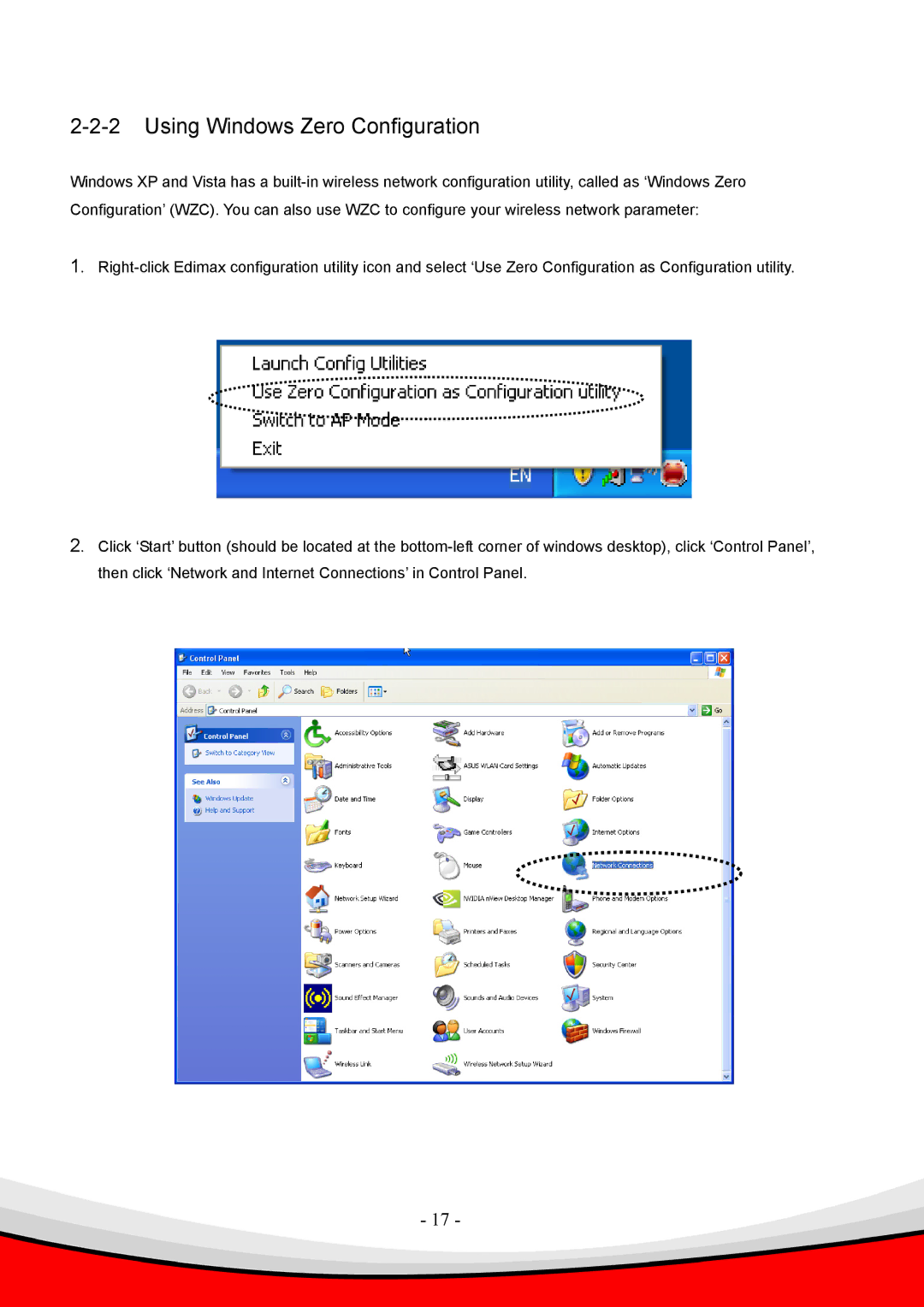 Edimax Technology 802.11 b, Draft 2.0-N user manual Using Windows Zero Configuration 