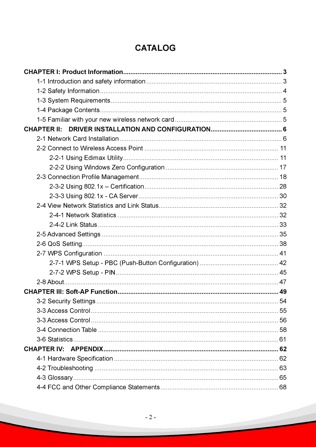 Edimax Technology 802.11 b, Draft 2.0-N user manual Catalog 