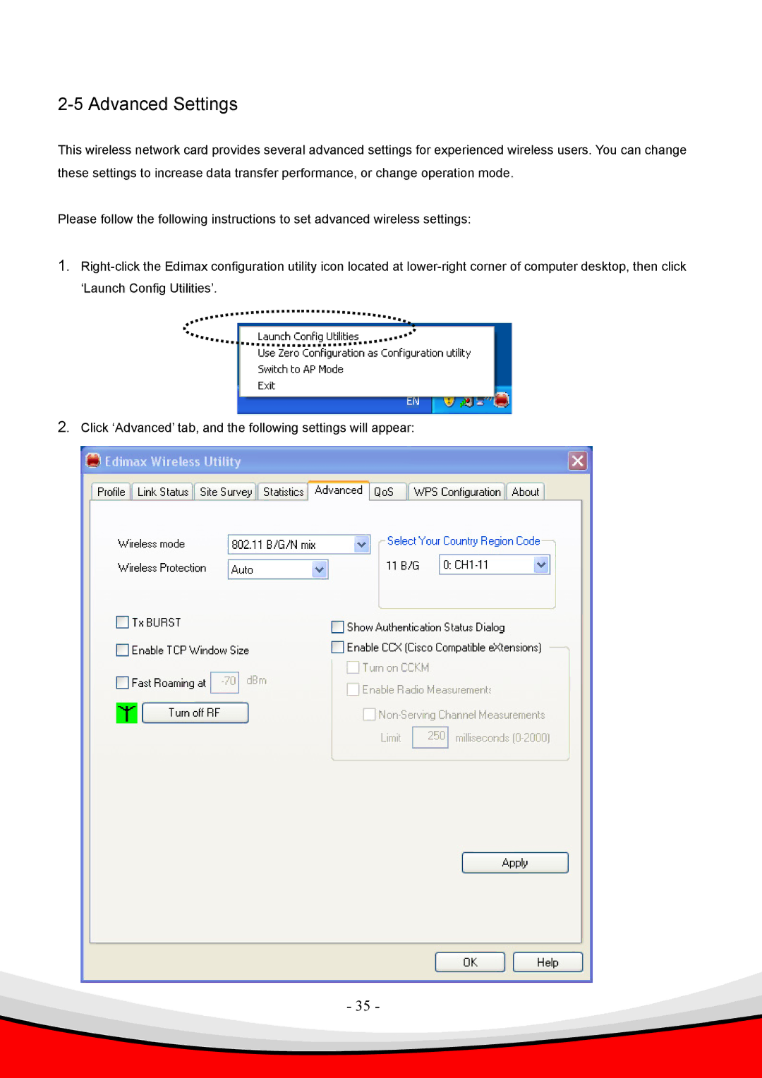 Edimax Technology 802.11 b, Draft 2.0-N user manual Advanced Settings 