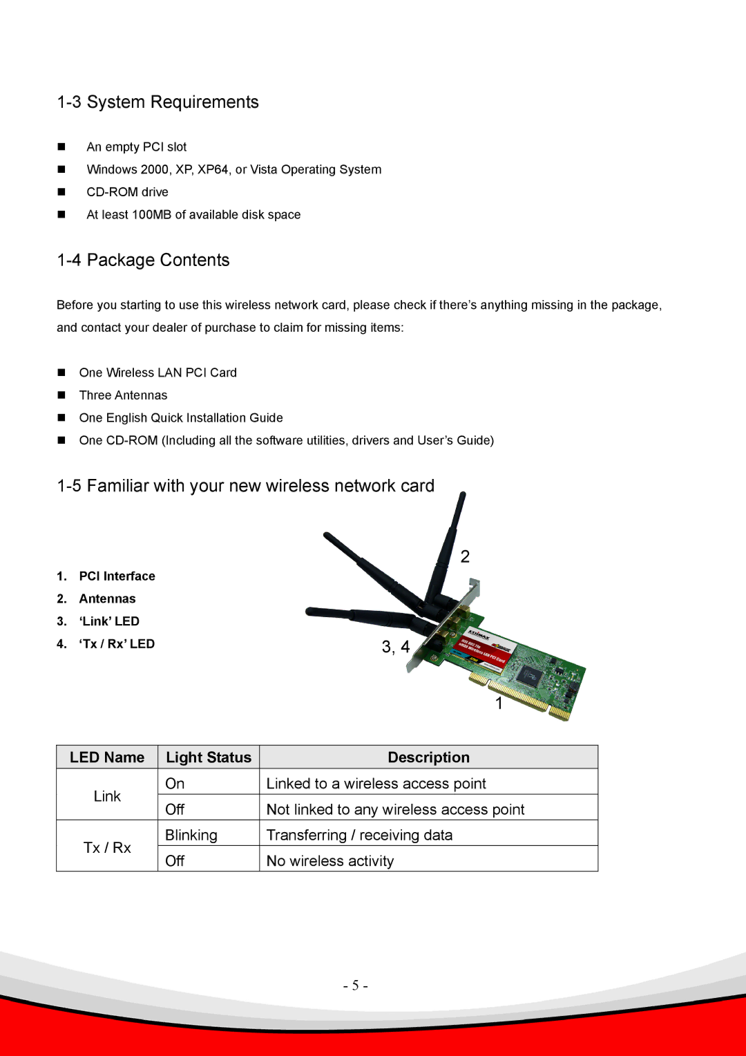 Edimax Technology 802.11 b user manual System Requirements, Package Contents, Familiar with your new wireless network card 