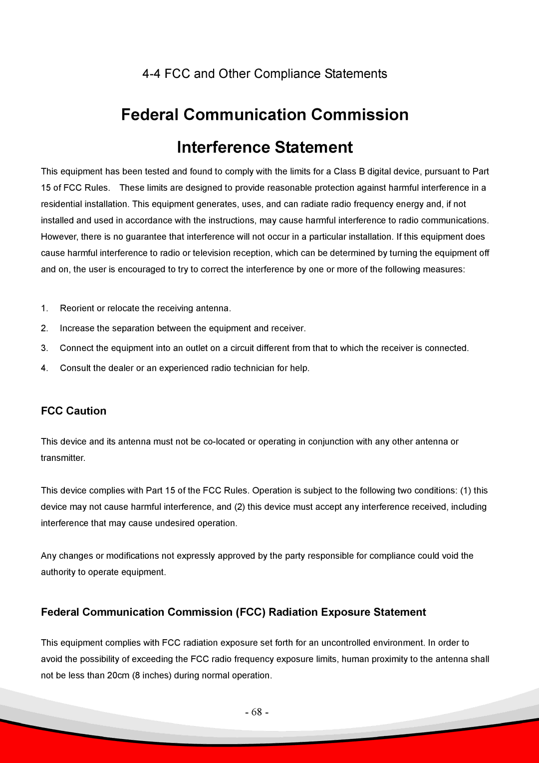 Edimax Technology 802.11 b, g Federal Communication Commission Interference Statement, FCC and Other Compliance Statements 