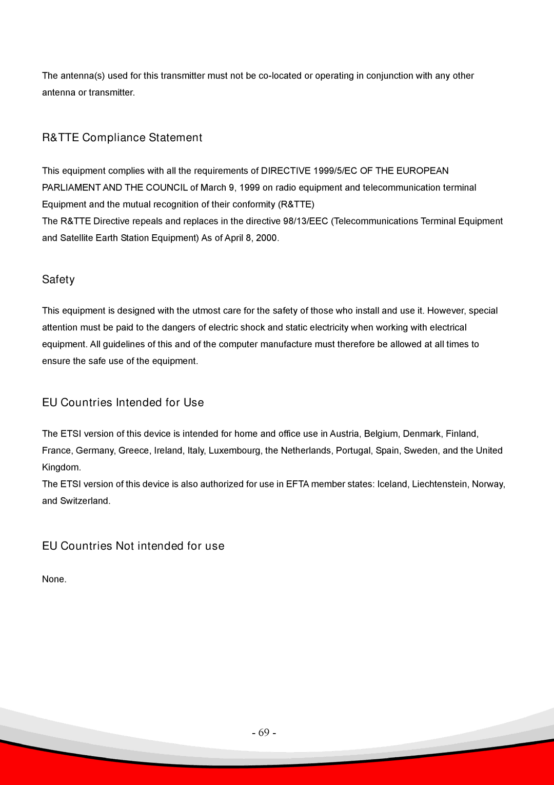 Edimax Technology Draft 2.0-N, 802.11 b, g user manual EU Countries Not intended for use 