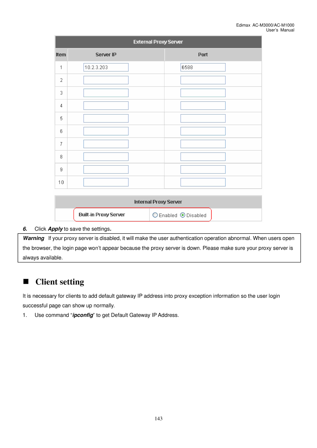 Edimax Technology AC-M1000, AC-M3000 user manual „ Client setting 