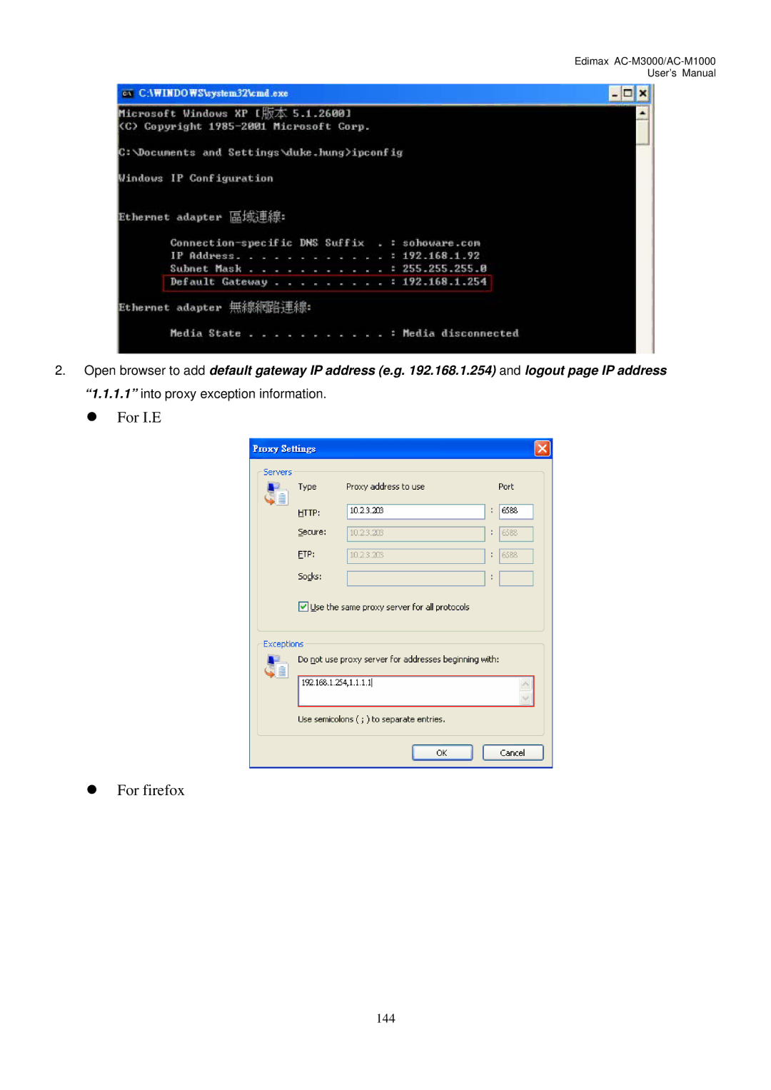 Edimax Technology AC-M3000, AC-M1000 user manual For I.E For firefox 