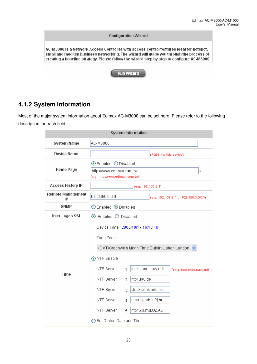 Edimax Technology AC-M1000, AC-M3000 user manual System Information 