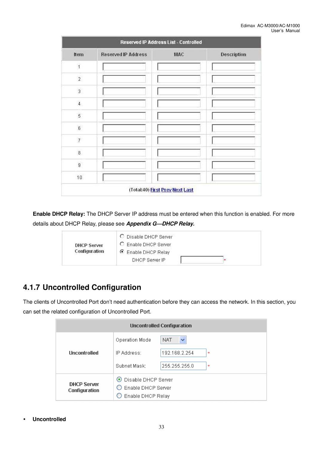 Edimax Technology AC-M1000, AC-M3000 user manual Uncontrolled Configuration 