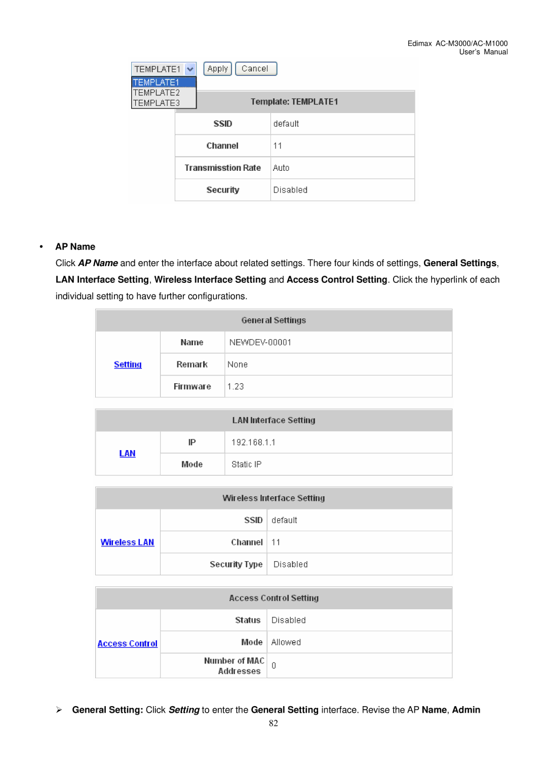 Edimax Technology AC-M3000, AC-M1000 user manual AP Name 