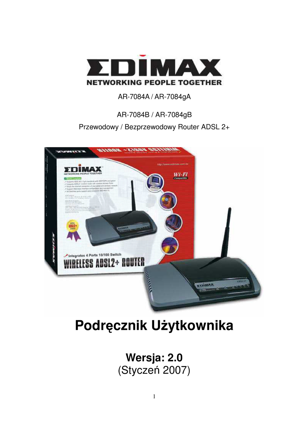 Edimax Technology AR-7084GB, AR-7084GA, AR-7084B manual Podręcznik UŜytkownika 