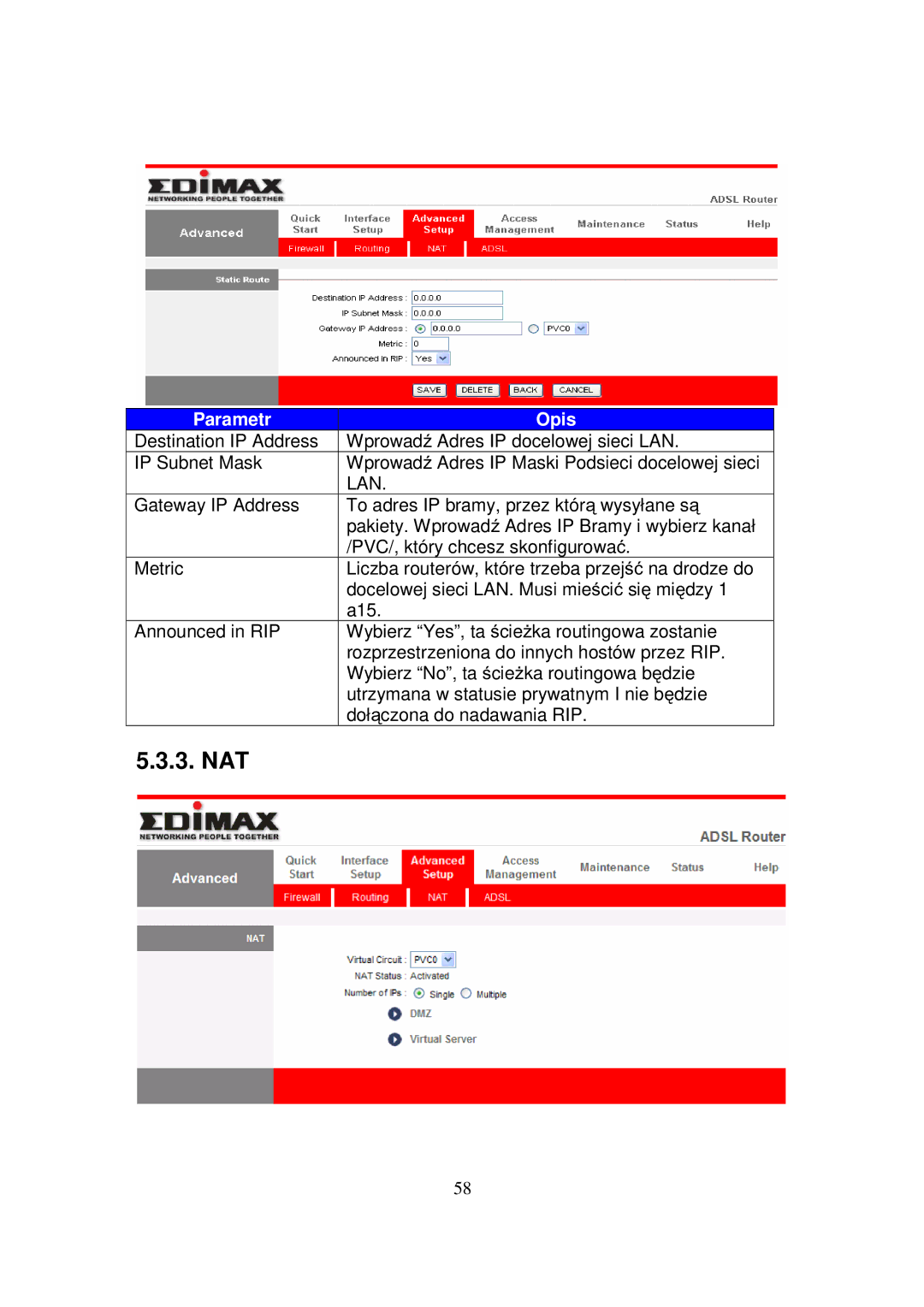 Edimax Technology AR-7084GB, AR-7084GA, AR-7084B manual Nat, Lan 