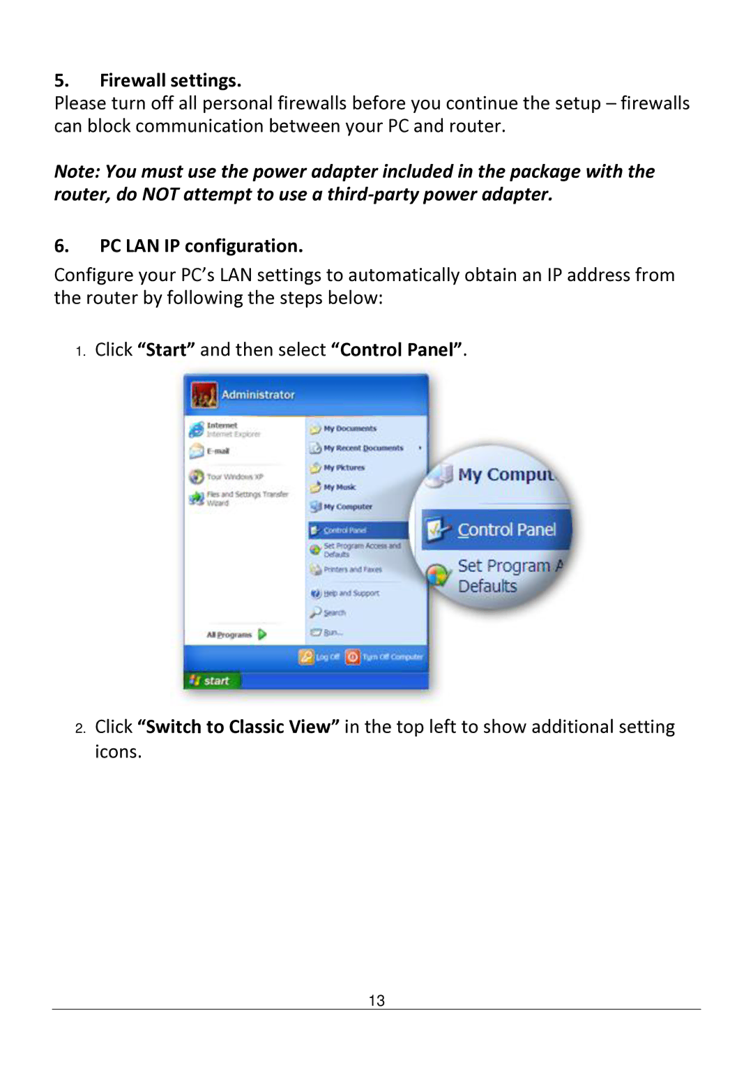 Edimax Technology AR-7182WNB manual Firewall settings, PC LAN IP configuration 