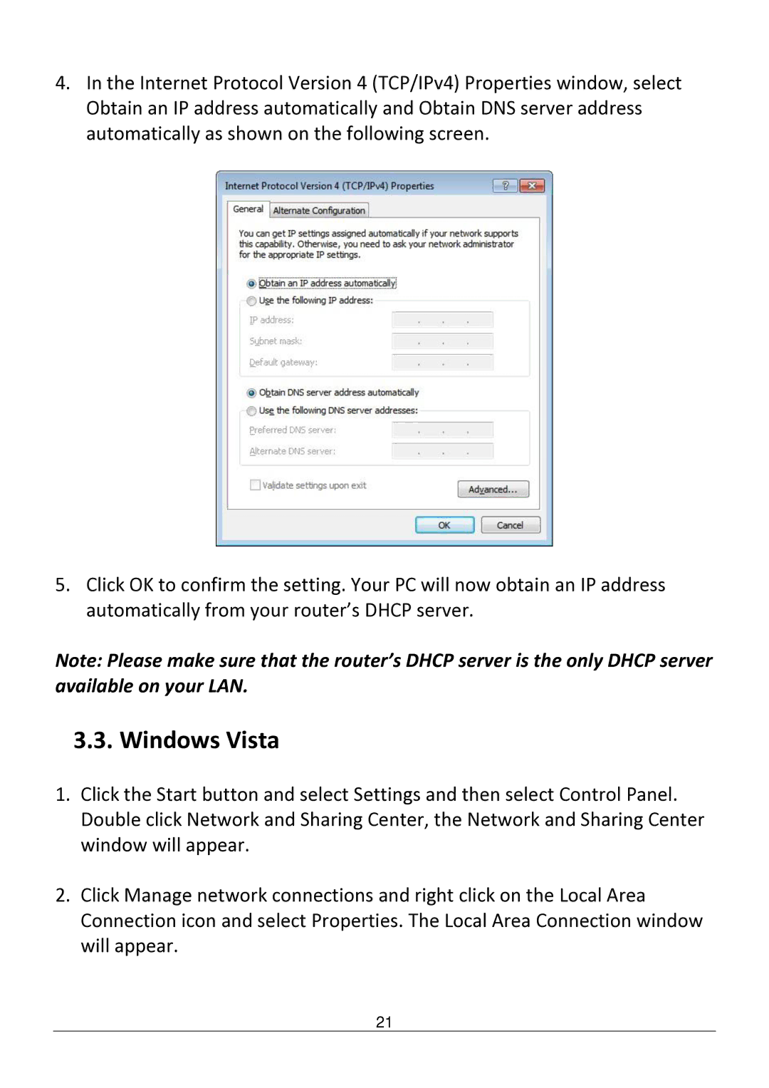 Edimax Technology AR-7182WNB manual Windows Vista 