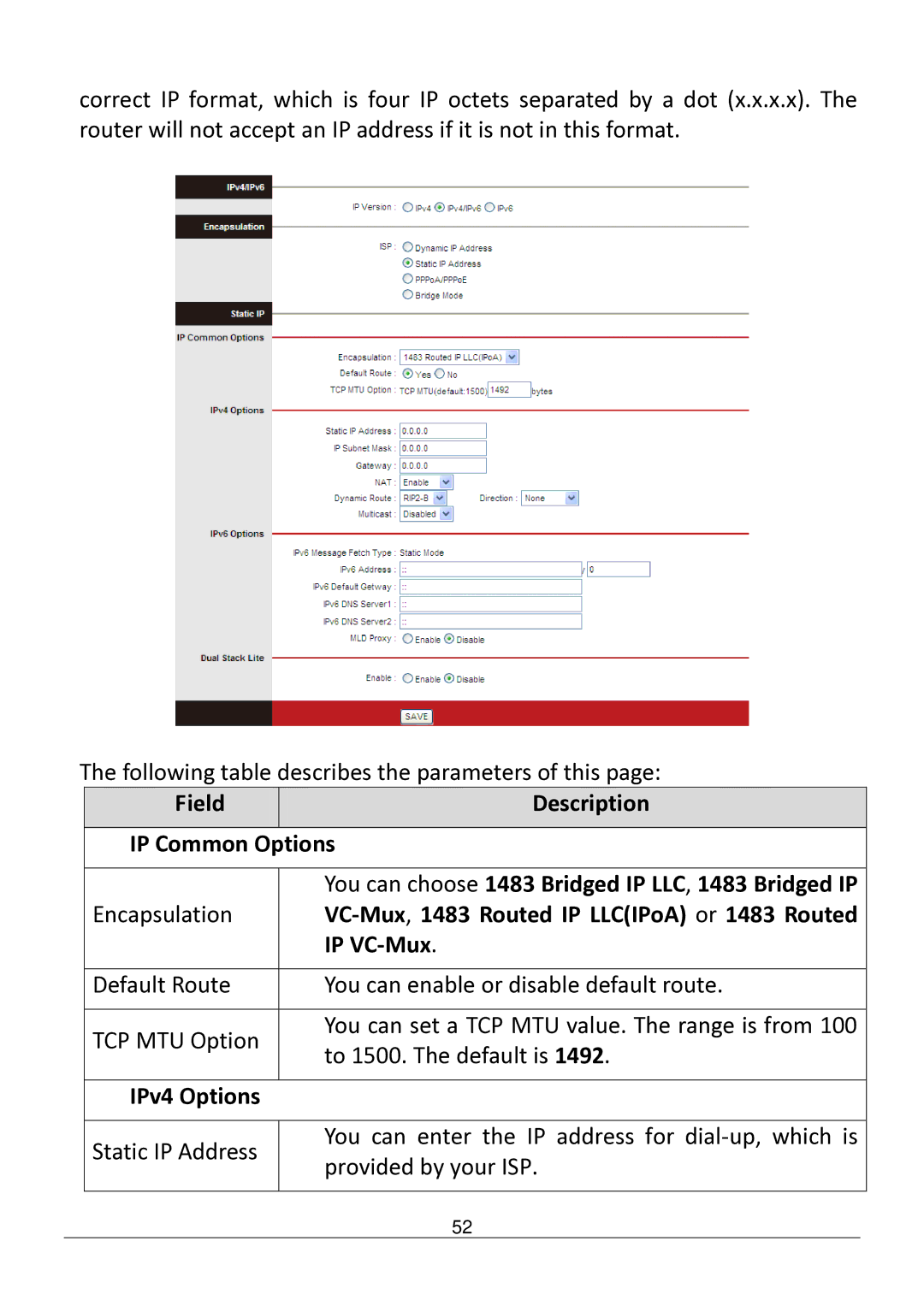 Edimax Technology AR-7182WNB manual IPv4 Options 