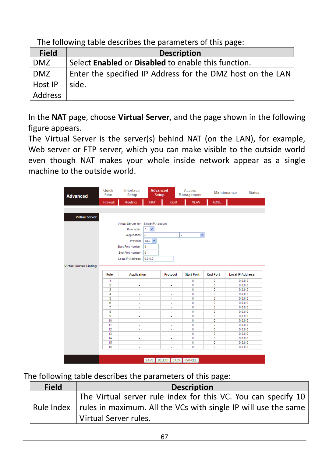 Edimax Technology AR-7182WNB manual Dmz 