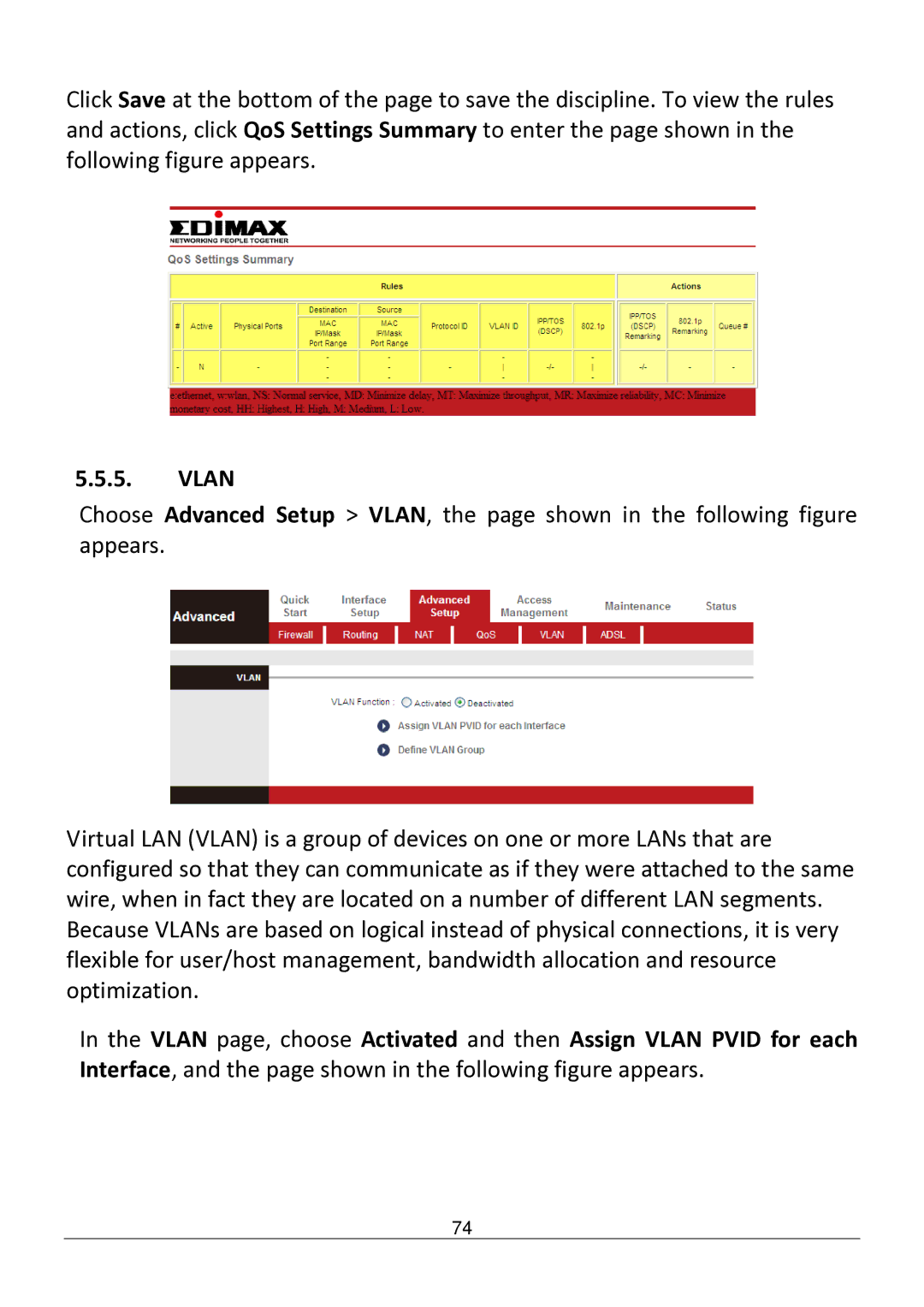 Edimax Technology AR-7182WNB manual Vlan 