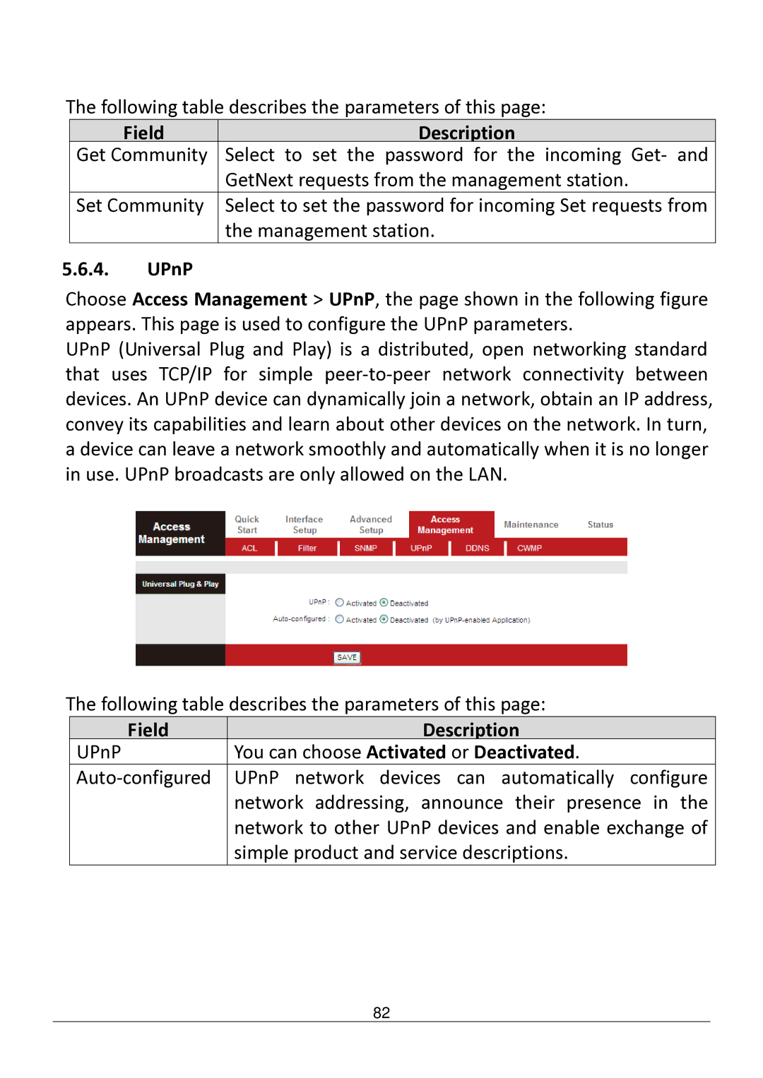 Edimax Technology AR-7182WNB manual UPnP, You can choose Activated or Deactivated 