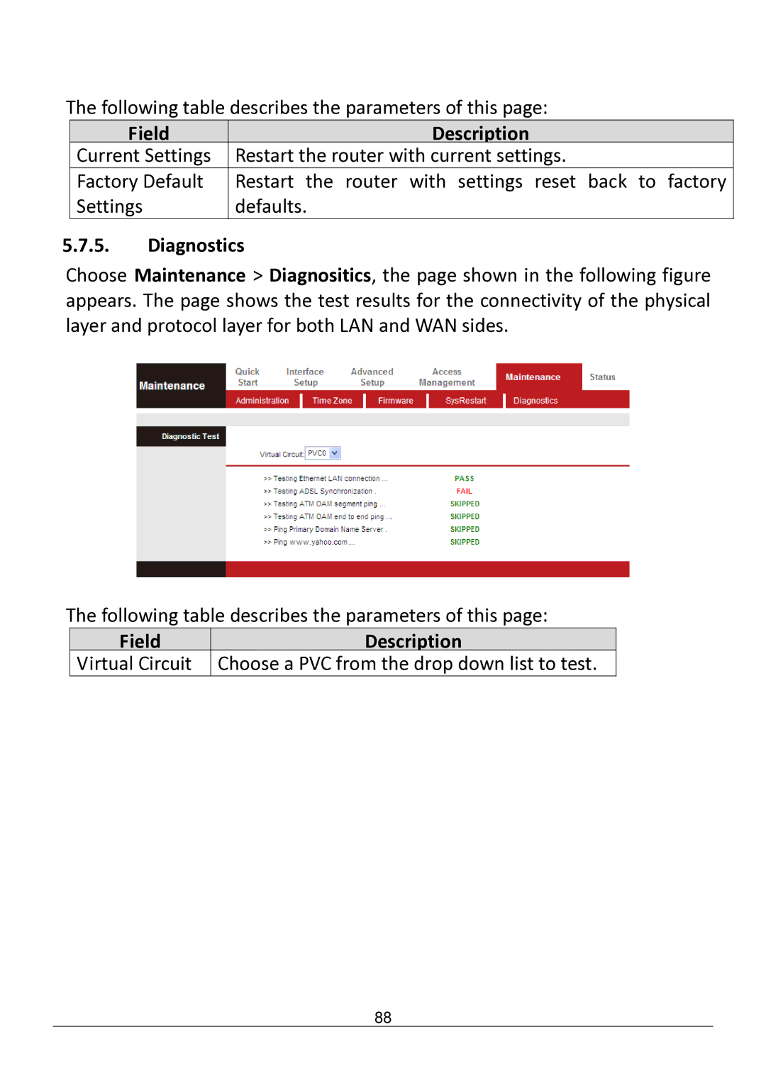 Edimax Technology AR-7182WNB manual Diagnostics 