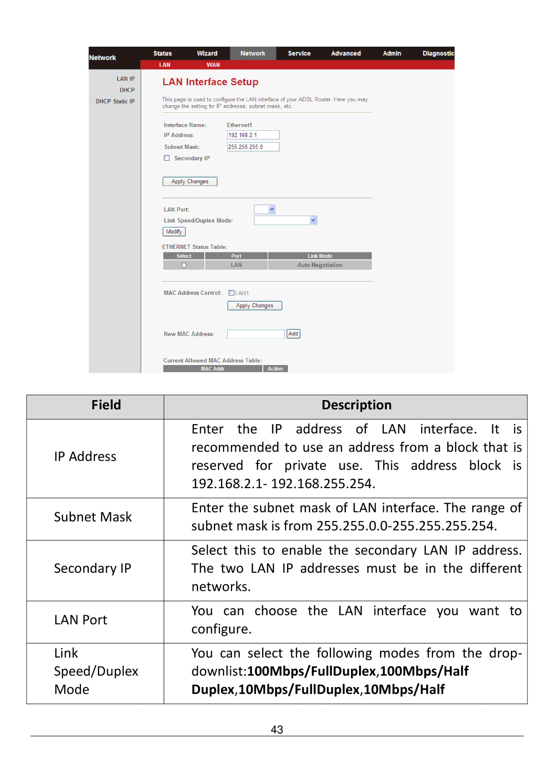 Edimax Technology AR-7211B V2 manual Downlist100Mbps/FullDuplex,100Mbps/Half, Duplex,10Mbps/FullDuplex,10Mbps/Half 