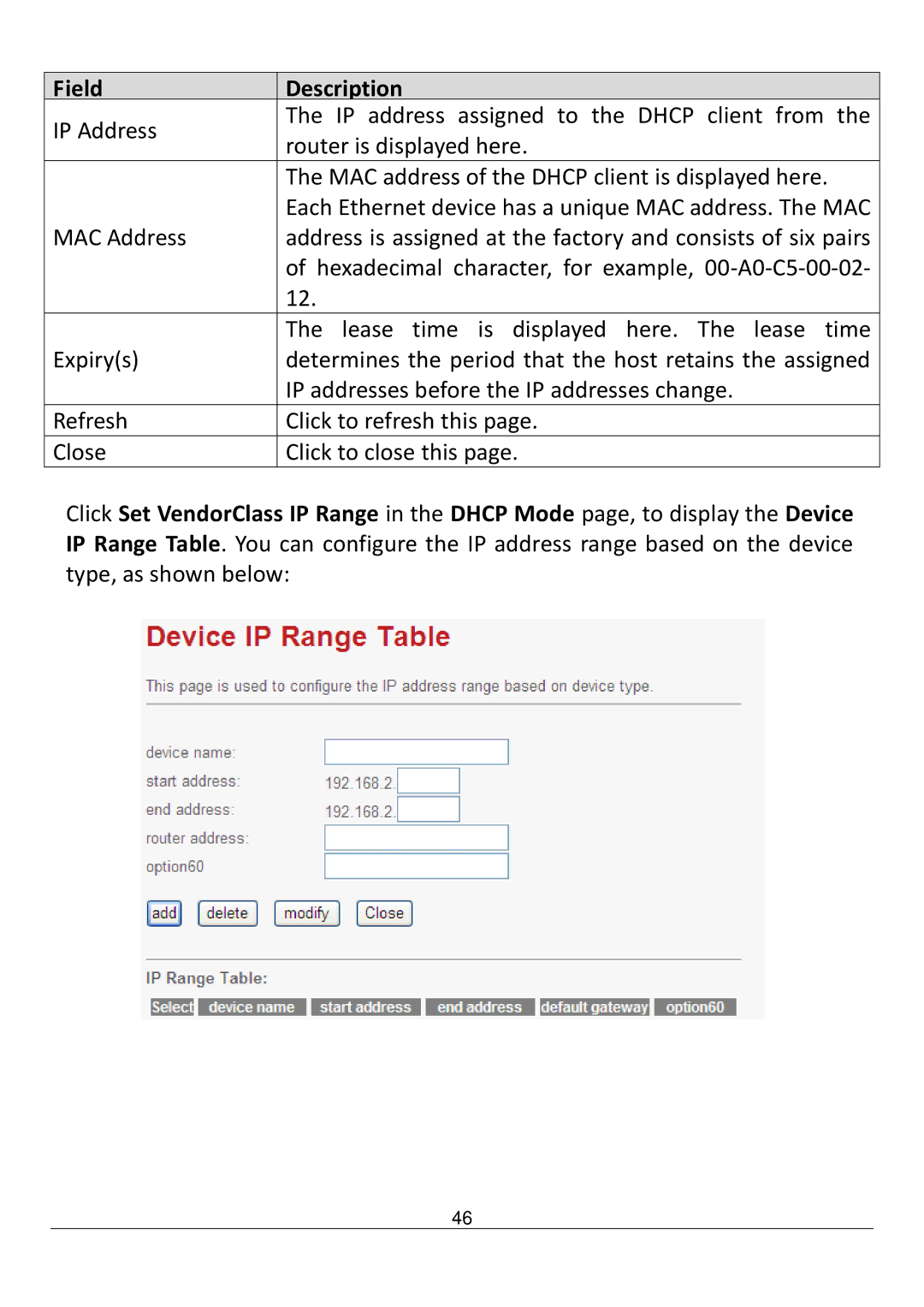 Edimax Technology AR-7211B V2 manual Field Description 