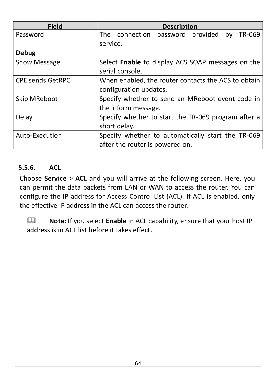 Edimax Technology AR-7211B V2 manual Debug, Acl 